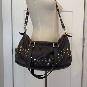 SOLD - Juicy Couture Studded Dark Green Leather Shoulder Bag
